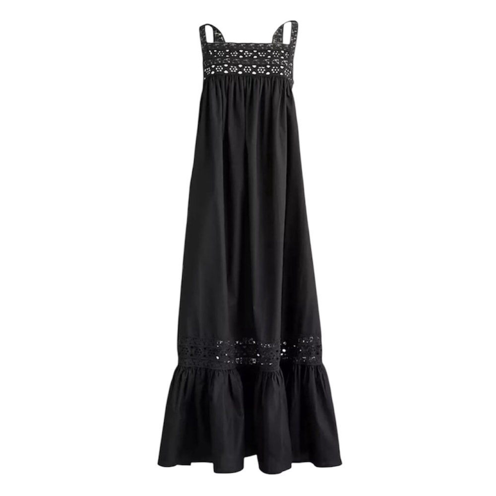 NWT J. Crew Eyelet Black Lace Maxi Dress size XL
